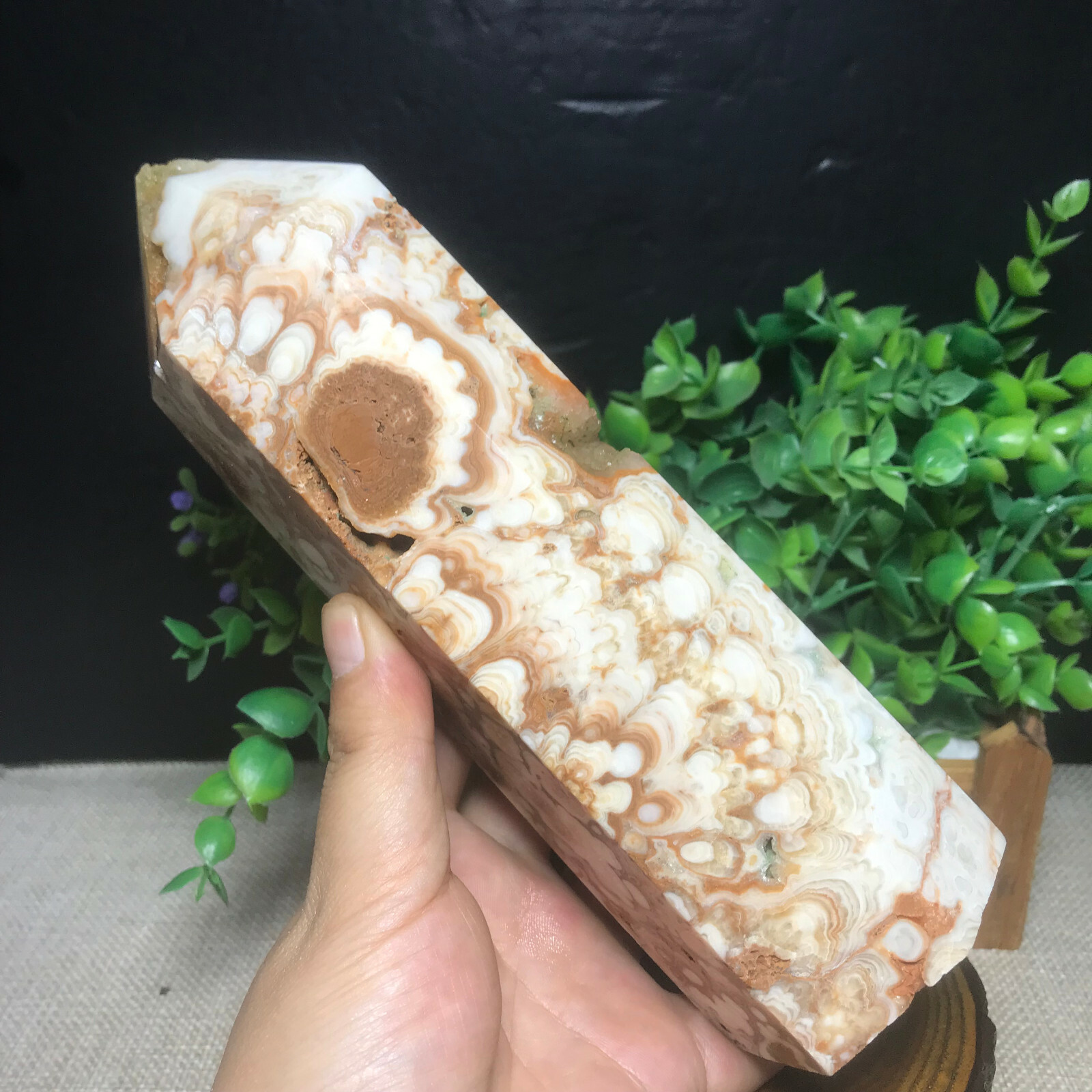 994g 190mm Natural Plum Blossom Crystal Quartz Tower Point Obelisk Wand Healing