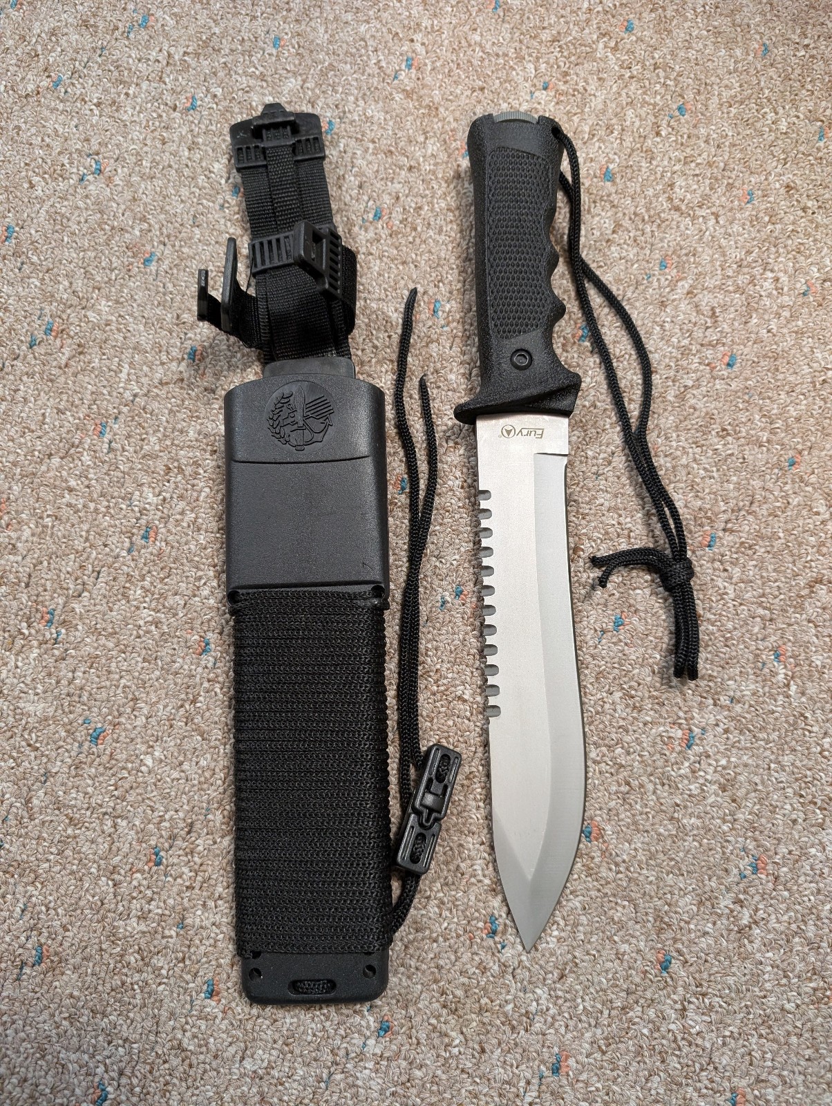 Fury Survival Knife Sawback, 74412, Hollow Handle Survival Kit w/Sheath