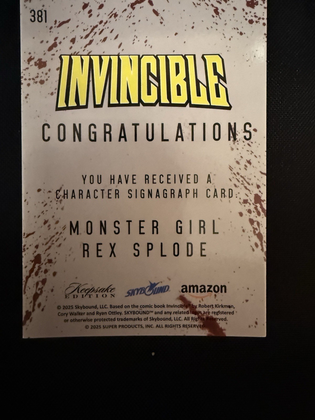 Super Products Inc. Invincible Keepsake Holo Monster Girl/Rex Splode #20/23
