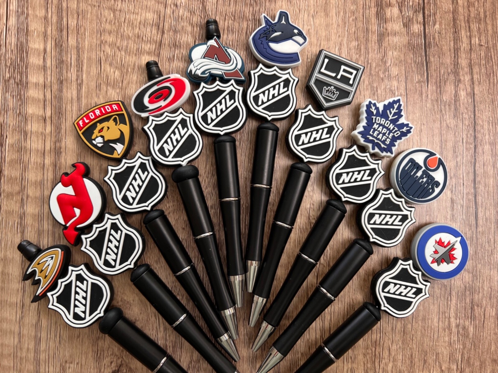 Handmade beaded pens. NHL Hockey. Collect, gifts, gift basket filler, party