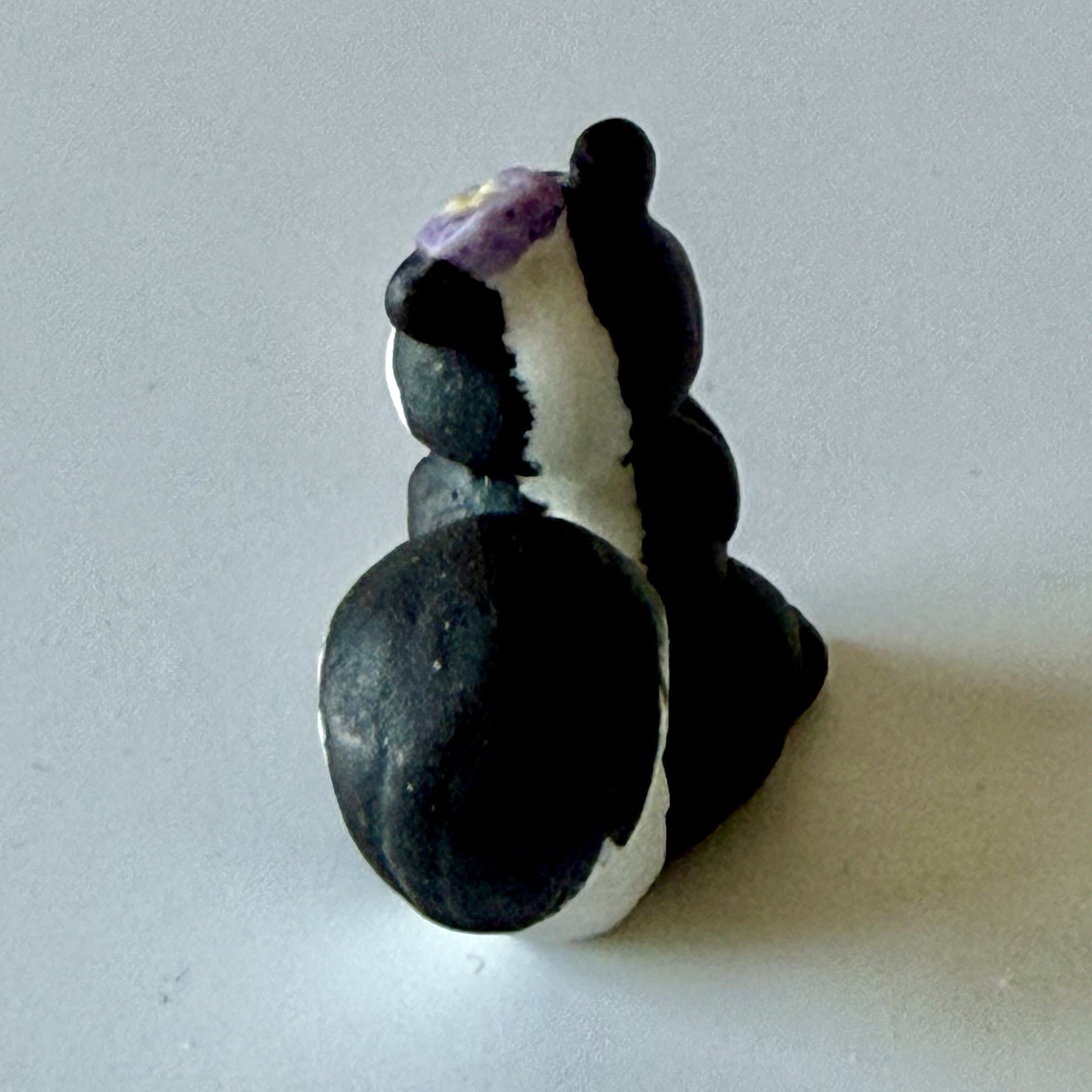 VNTG Mini Porcelain SKUNK Figurine Hand Painted Matte Finish w/Flower Mid-Centur