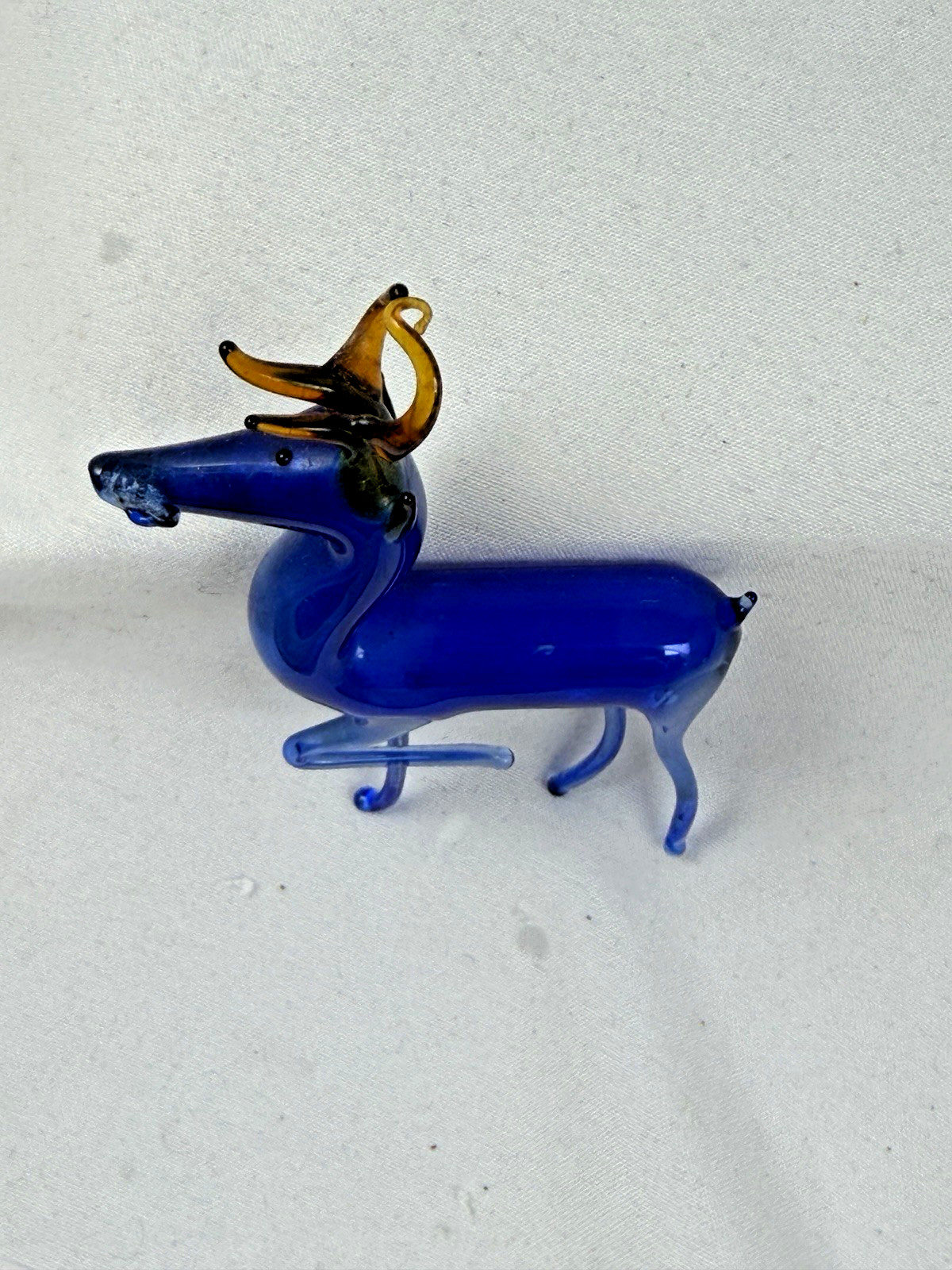 Bimini Art Glass Christmas Ornament Reindeer Germany For Feather Tree Mint