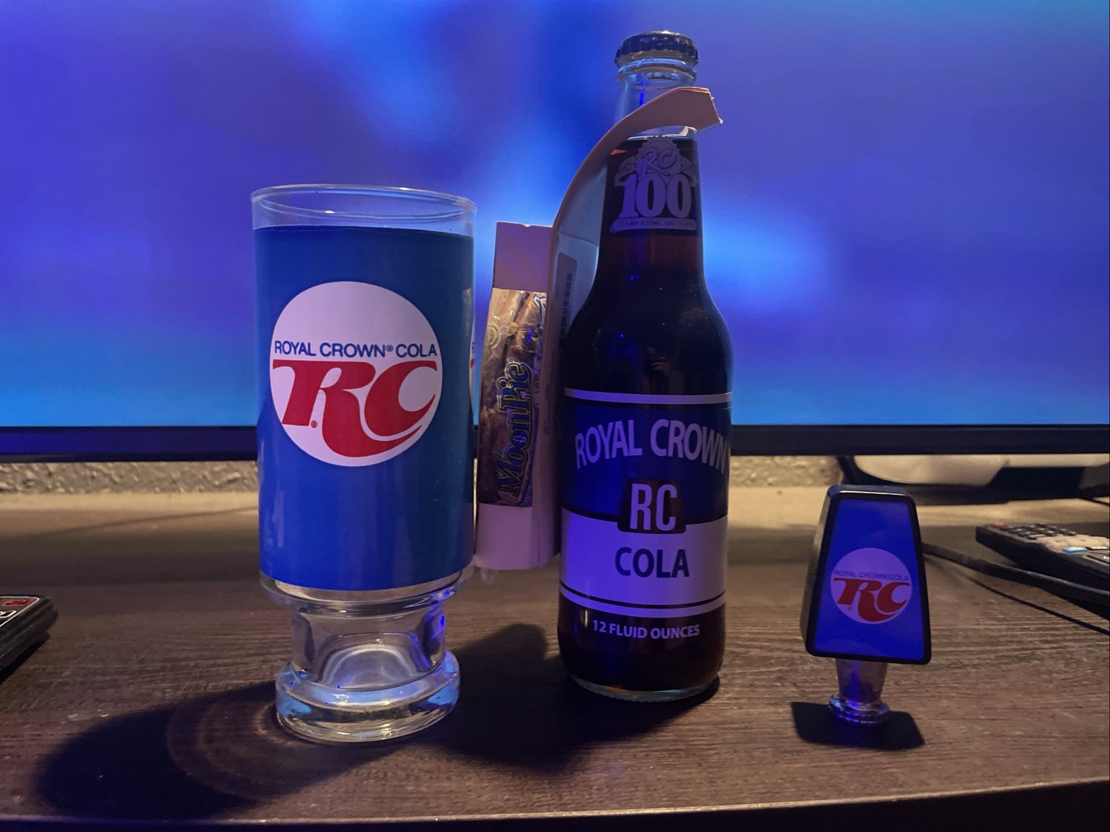 Royal Crown RC Cola 1905 -2005 100 year w/Moon Pie + Glass + Pull Fountain RARE