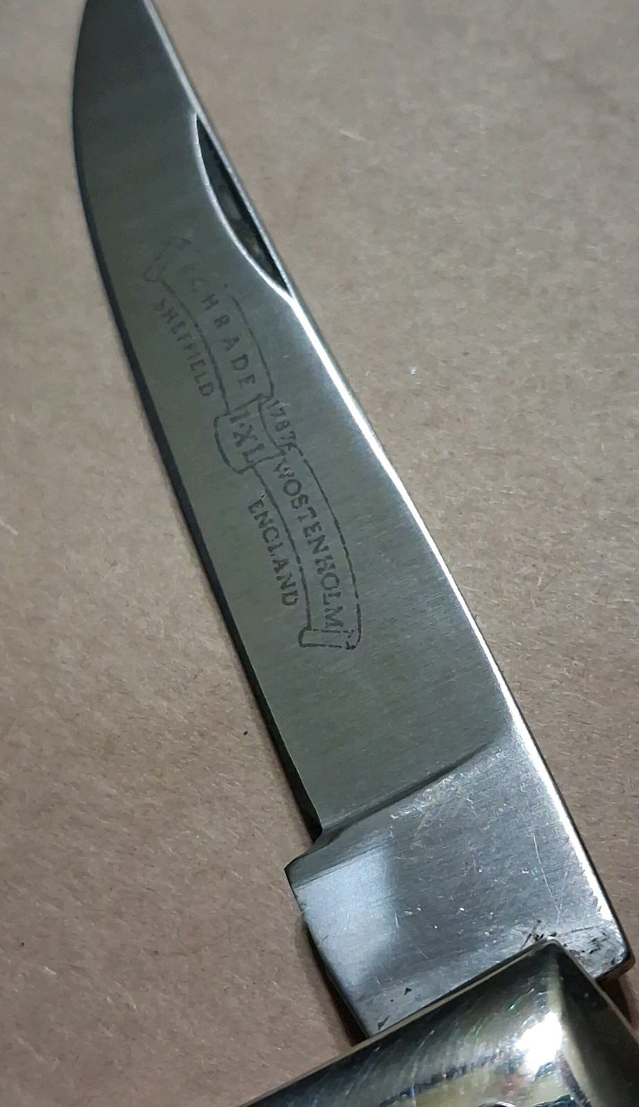 Vintage Schrade IXL, Bone Lockback with Sheath, Unused, Stag Knife, Schrade Stag
