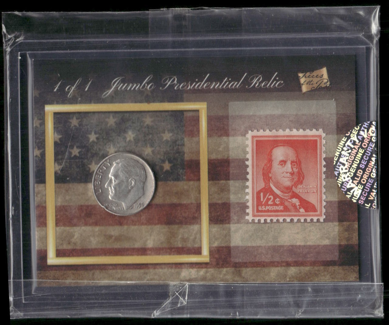 BENJAMIN FRANKLIN 2020 The Bar PIECES OF THE PAST Stamp 90% Silver Dime Relic
