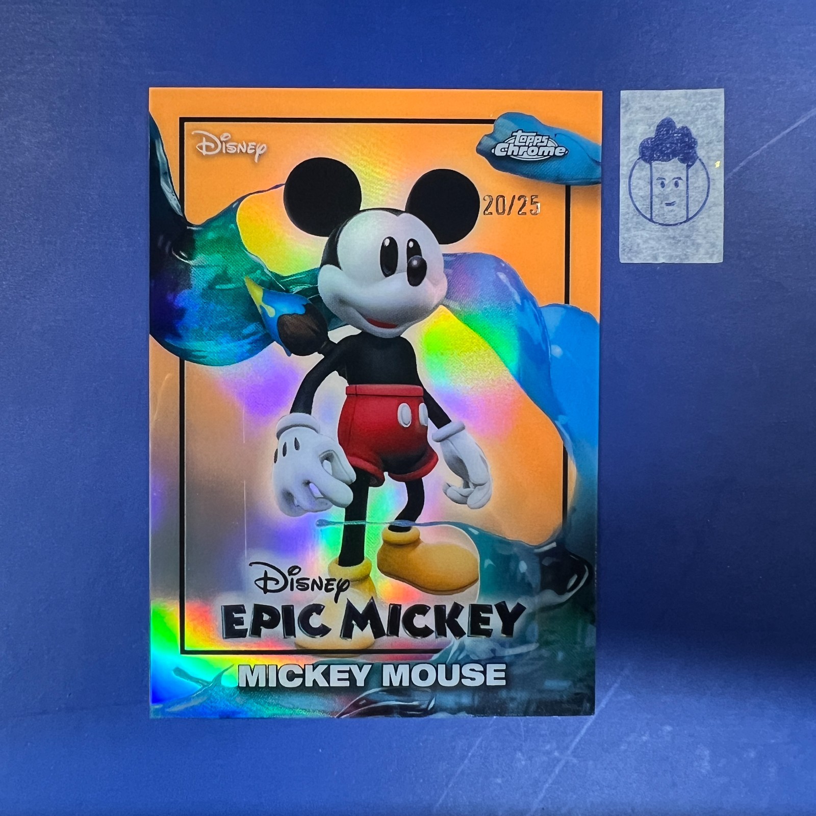 2026 Topps Disney Neon #EM-20 Mickey Mouse Epic Mickey Orange Refractor 20/25