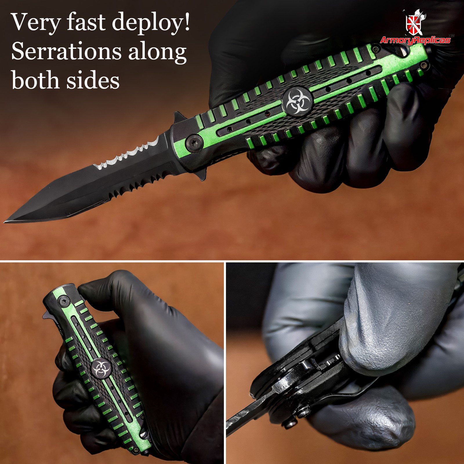 Zombie Killer Assisted Tactical Folding Pocket Knife Spear Point – Belt Cutter