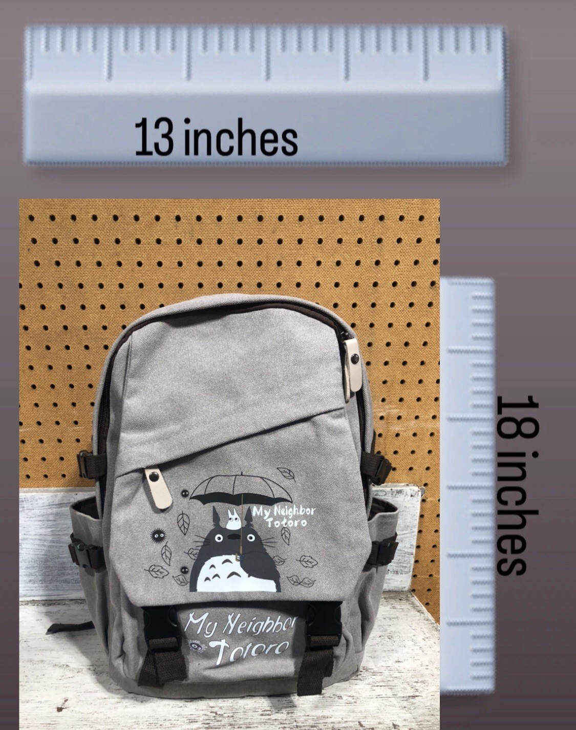 Totoro Large Canvas Backpack Studio Ghibli Grey Rare