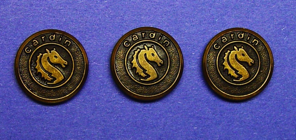 PIERRE CARDIN Replacement Buttons 3 Dark Bronze Tone Metal 20mm GOOD USED COND