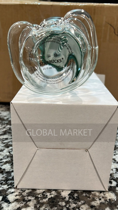 Starbucks Bearista Bear **Glass** Jar Cold Cup with Straw, Thick Glass 20 oz