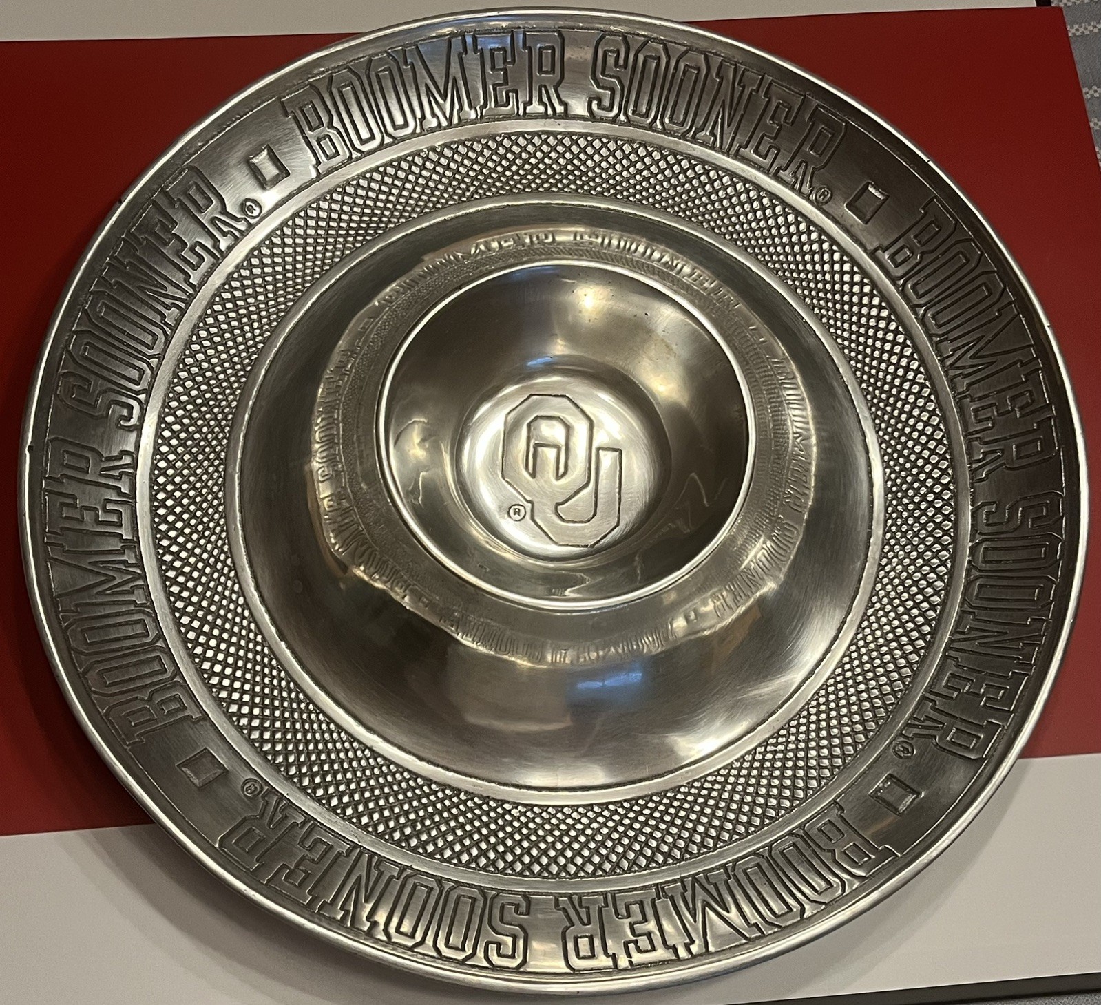 2011 Arthur Court Hand Wash Only OU Boomer Sooner Chip and Dip Bowl