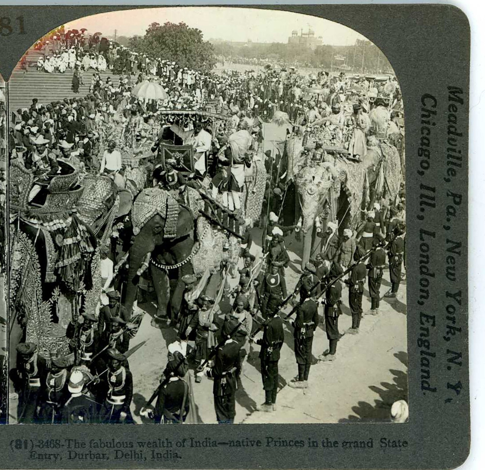 Fabulous Wealth of India Native Princes at the Durbar Delhi Keystone Stereoview