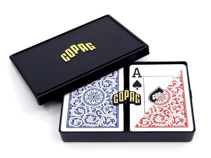 COPAG 1546 100% PLASTIC PLAYING CARDS – POKER SIZE JUMBO INDEX BLUE/RED