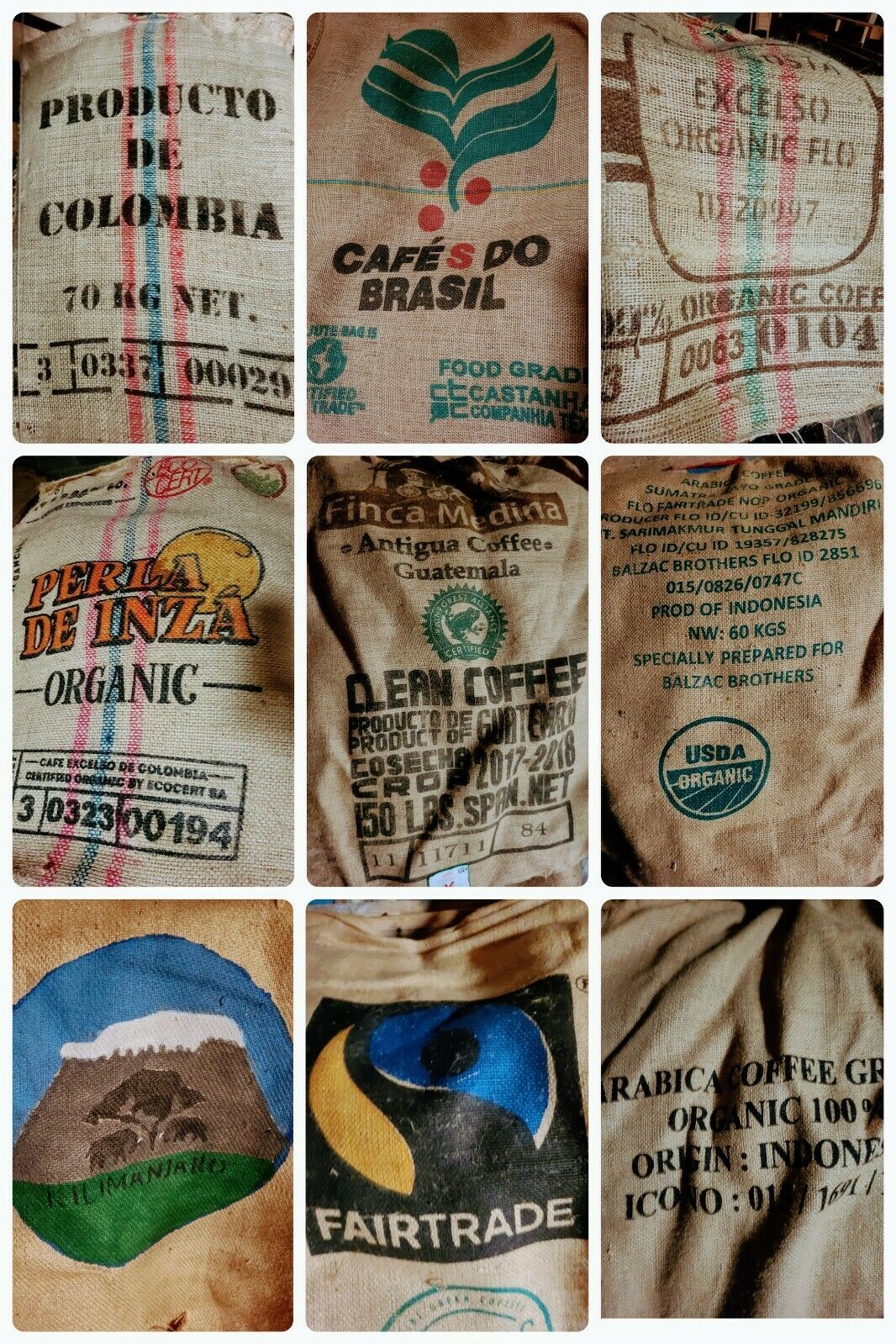 AUTHENTIC BURLAP JUTE COFFEE BAGS – FULL SIZE