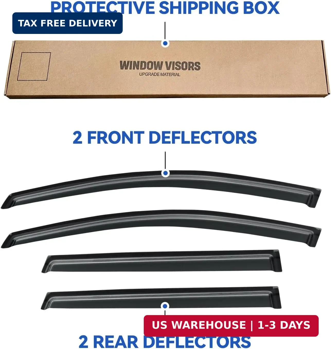Window Visors Rain Guards Shield for 2009-2017 Chevy Traverse, Out-Channel Windo