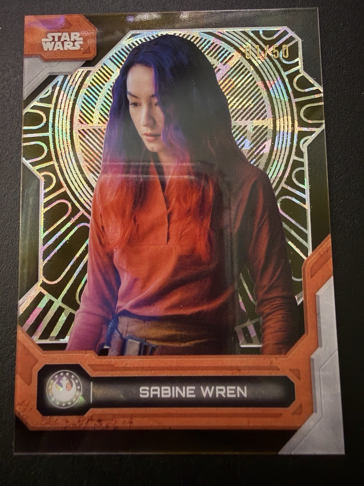 2024 TOPPS STAR WARS HIGH TEK GOLD DIFFRACTOR THRONE ROOM SABINE WREN #1/50 88