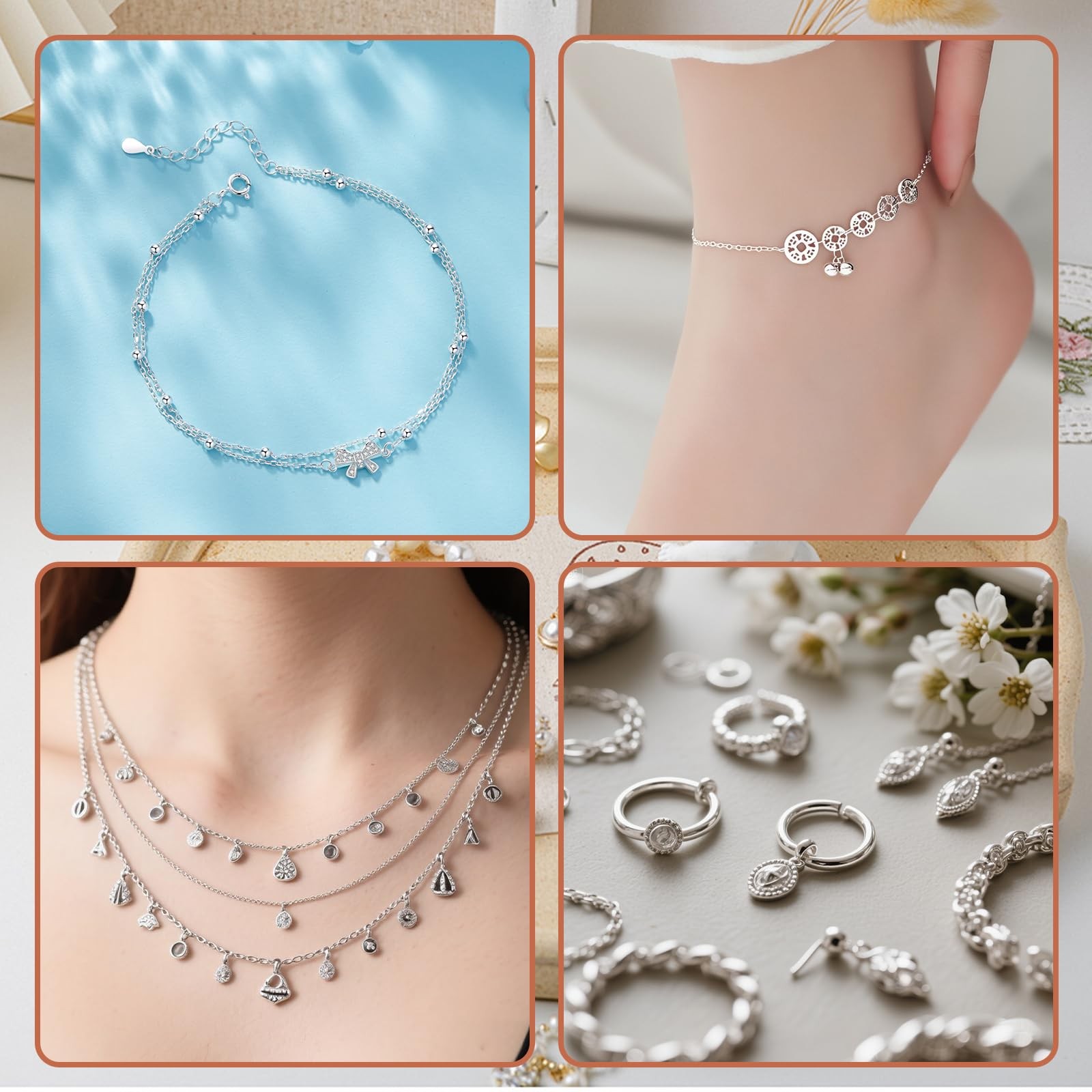 20Pcs 925 Sterling Silver Jump Ring Set 3-6mm Open Split Ring for Jewelry Making