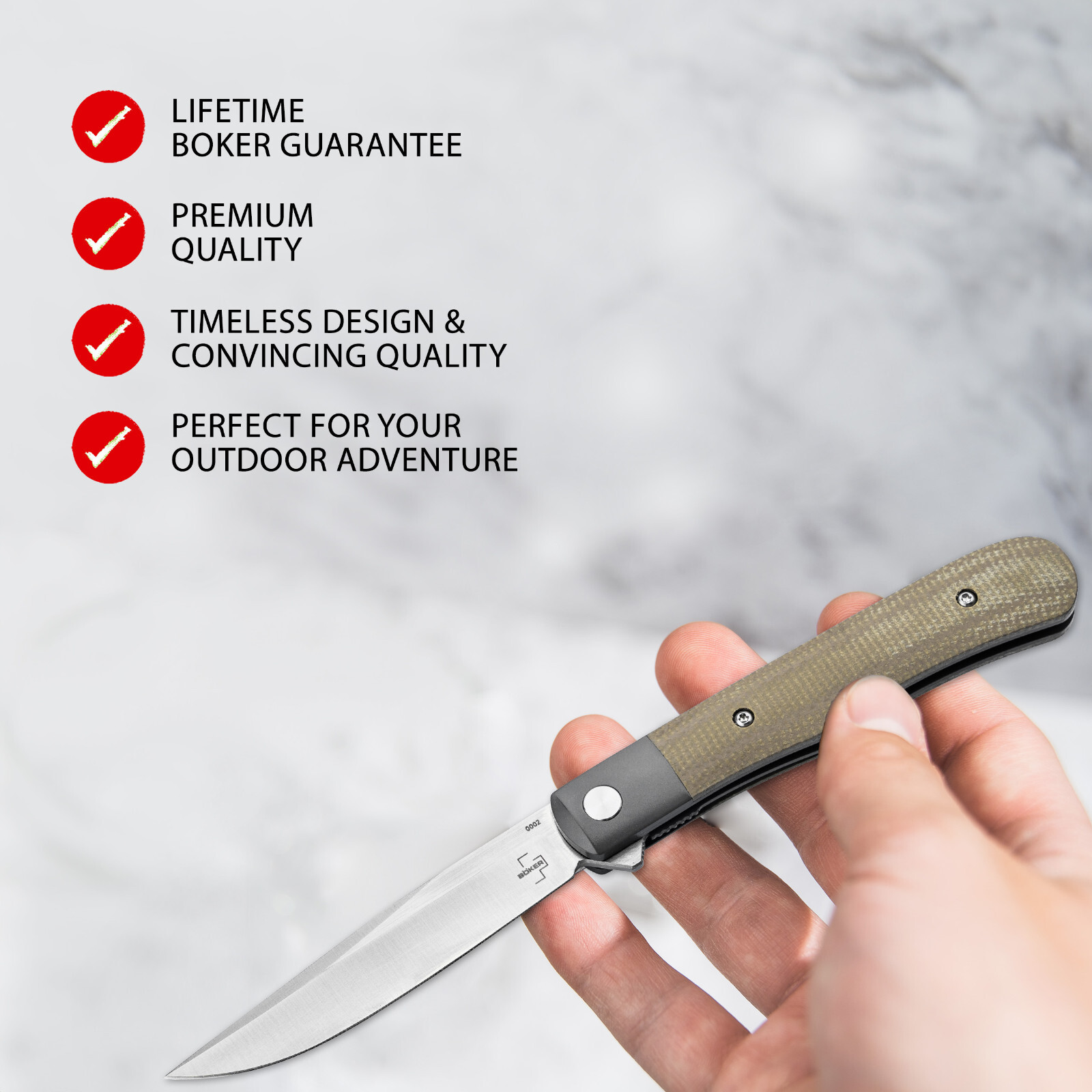 Boker Plus Modern Trapper Uno Pocket Knife 3.23″ Nitro-V Blade Micarta ✔️01BO930
