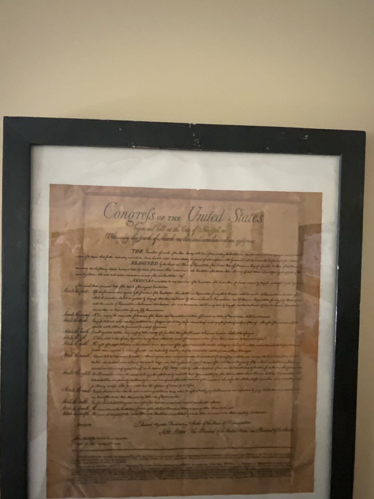 Vintage Congress of the United States 12 Articles of Amendment Constitution USA