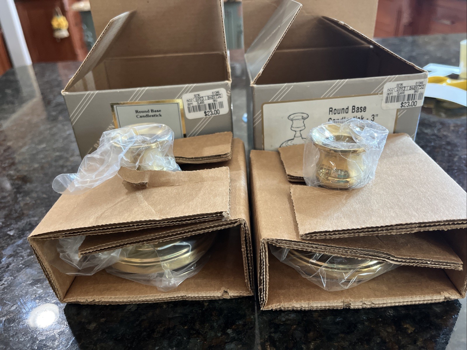 Baldwin Round Base 7200 & Saucer Base 7230 Polished Brass Candlesticks NEW