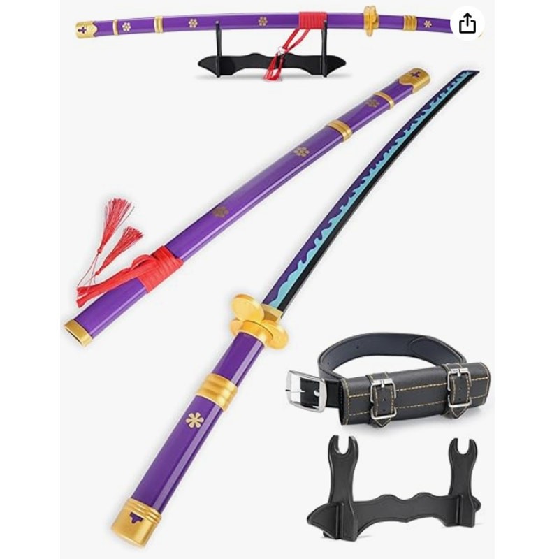One Piece Yama Enma Sword 41″ Toy Katana Replica w Holster Belt & Display Stand