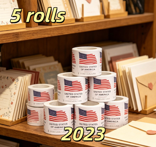 New Sealed Newest 2023 5 ROLLS Of 100 USPS-postage,500 PCS-Special Sale