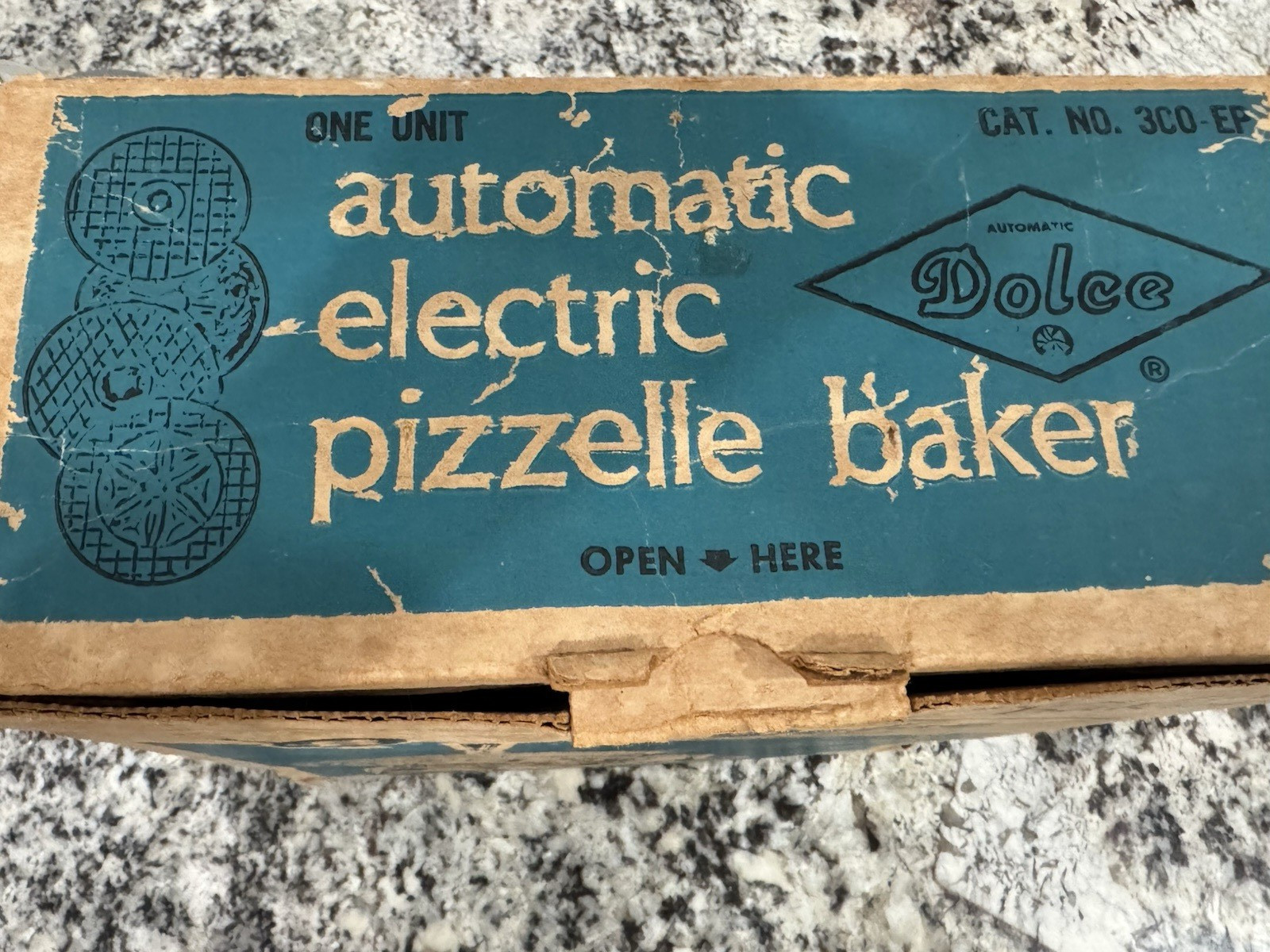 Dolce Electric Pizzelle Baker Maker Model 300-EP Works Box Recipe Card MCM 1960s