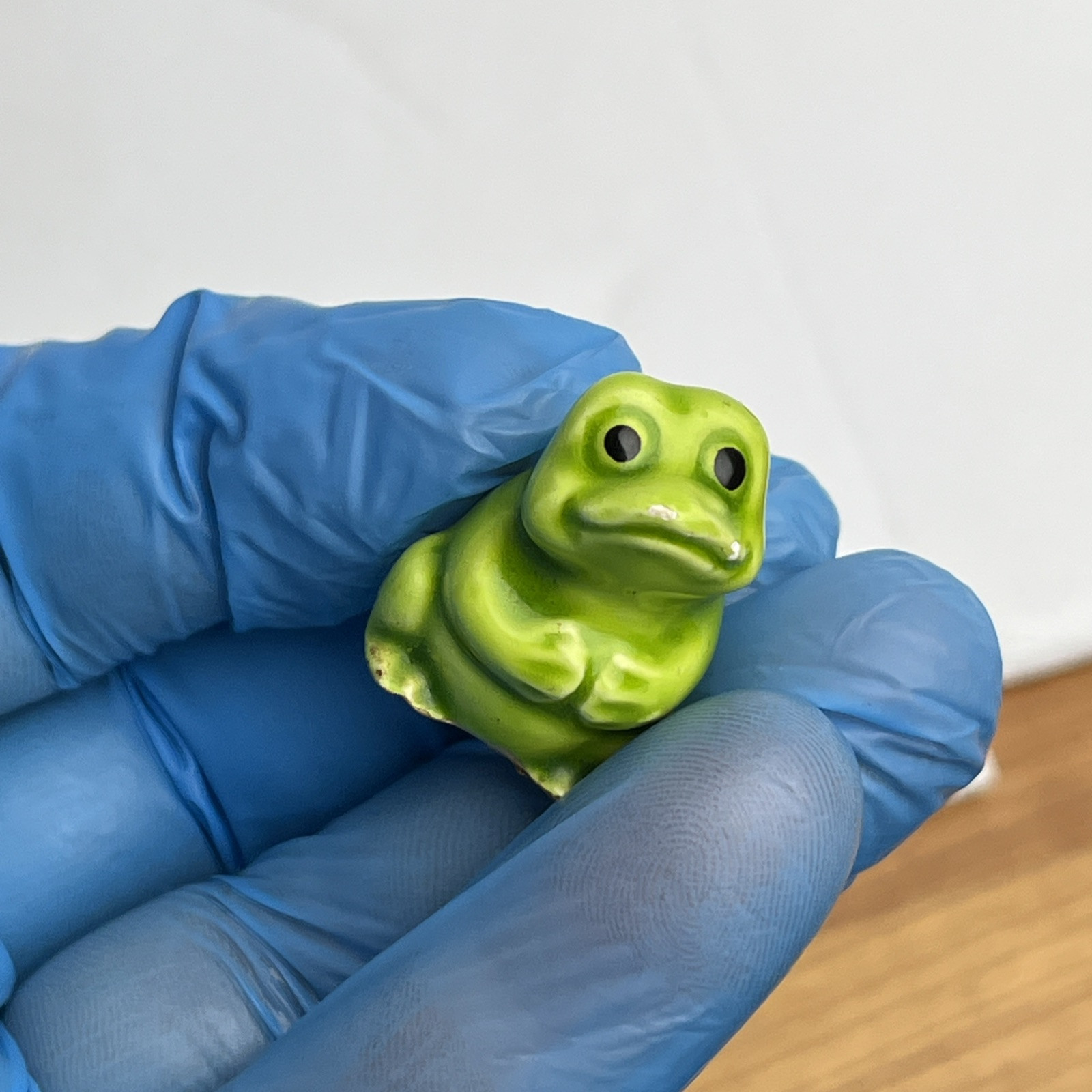 2 mini Ceramic Frog Figurines Whimsical Looks Like Baby Sinclair Dinosaurs show