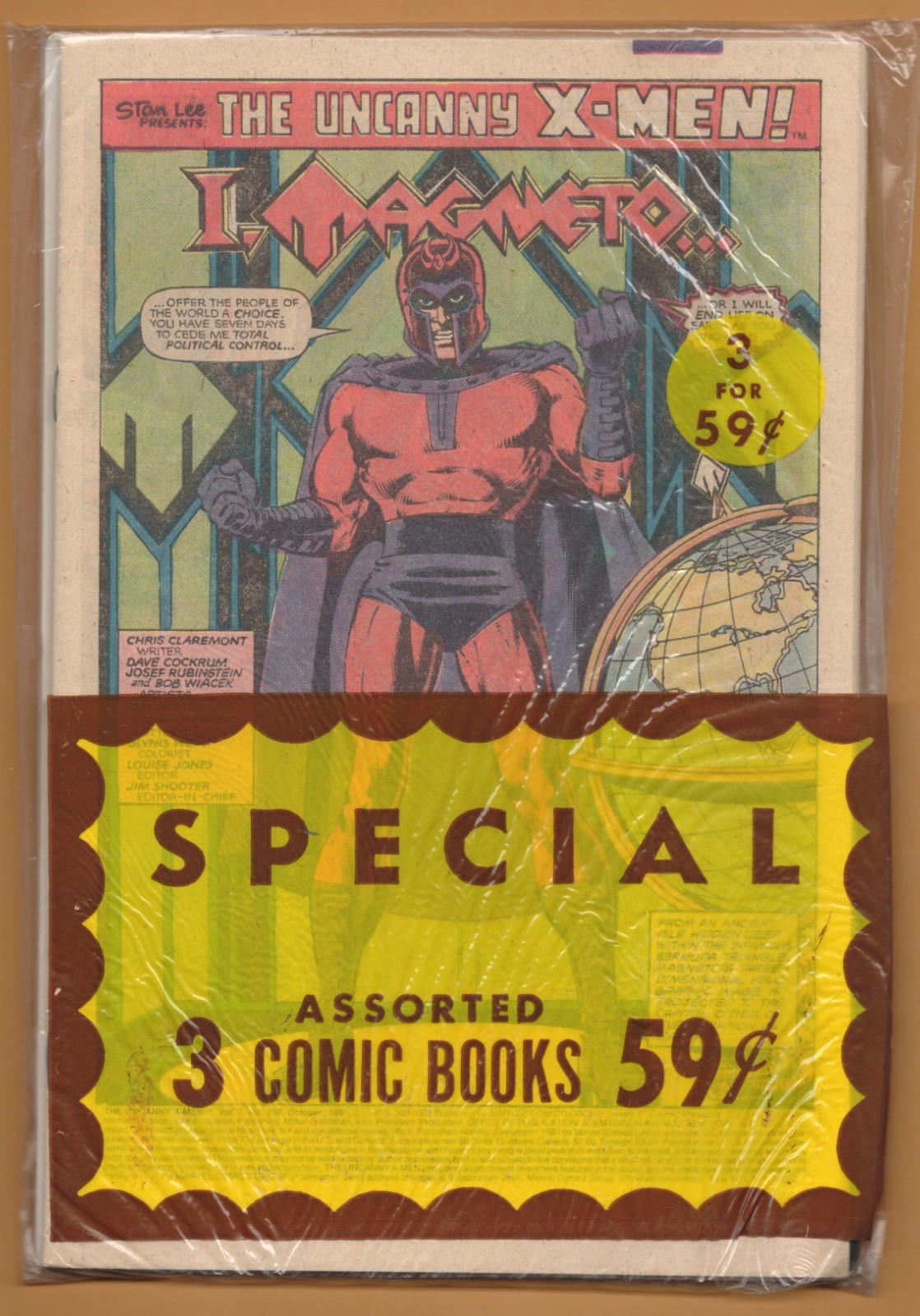 3 COMICS .59 MULTI-PACK – EARLY 80`S REPACKAGED REMAINDER COMICS – MISC. TITLES