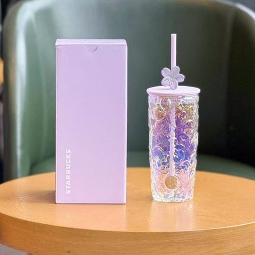 Starbucks 2026 China Twilight Sakura Relief Sakura Glass Straw Cup 575ml