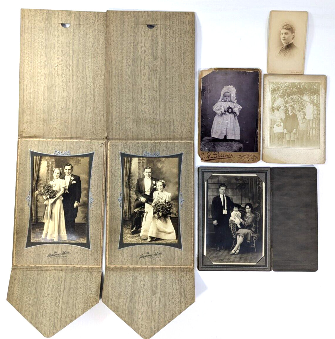 Antique Photo Lot of 6 – 1900s Wedding Women Men Children Portraits