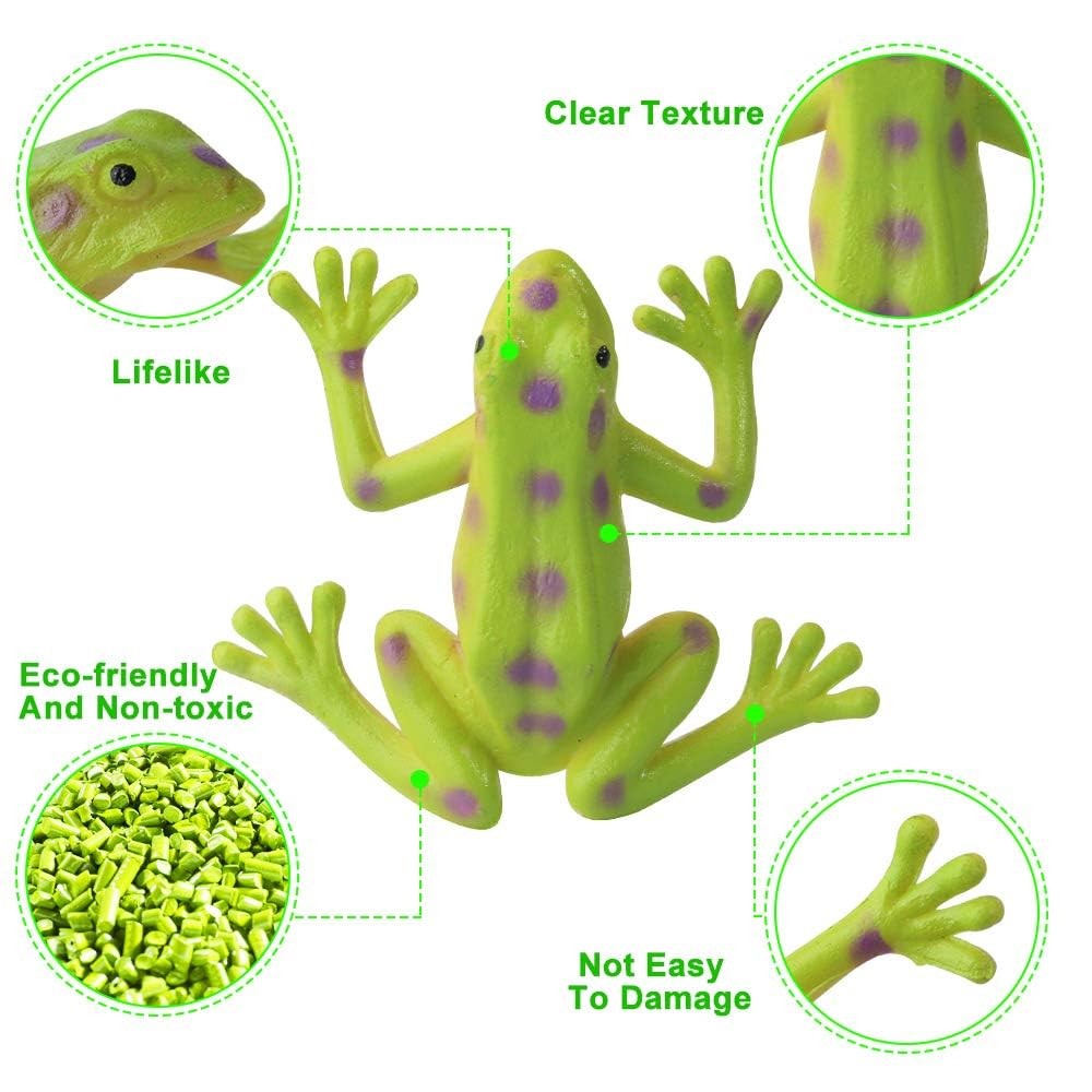Mukum 16Pcs Plastic Frogs Toy for Kids Easter Party Favors Mini 1.18-2 inches