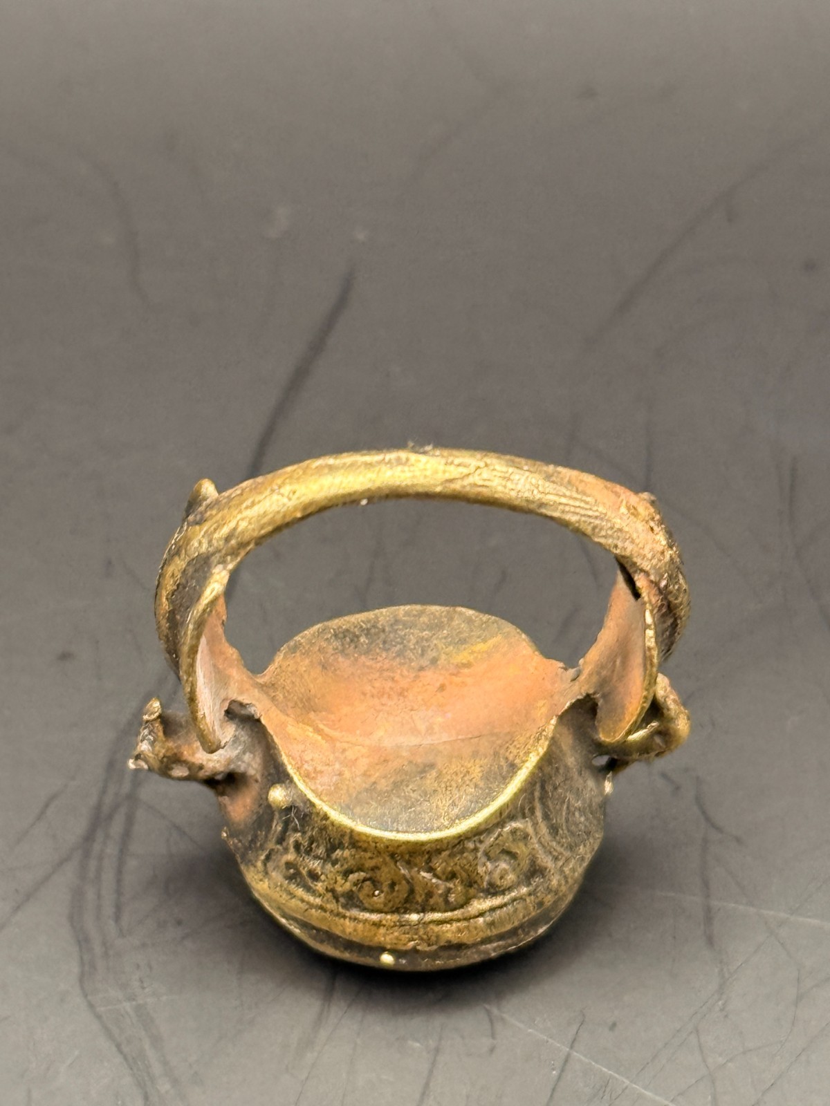 Rare Bronze Roman Ring Ancient Agate Stone Stunning Intaglio Ring Warrior Stamp