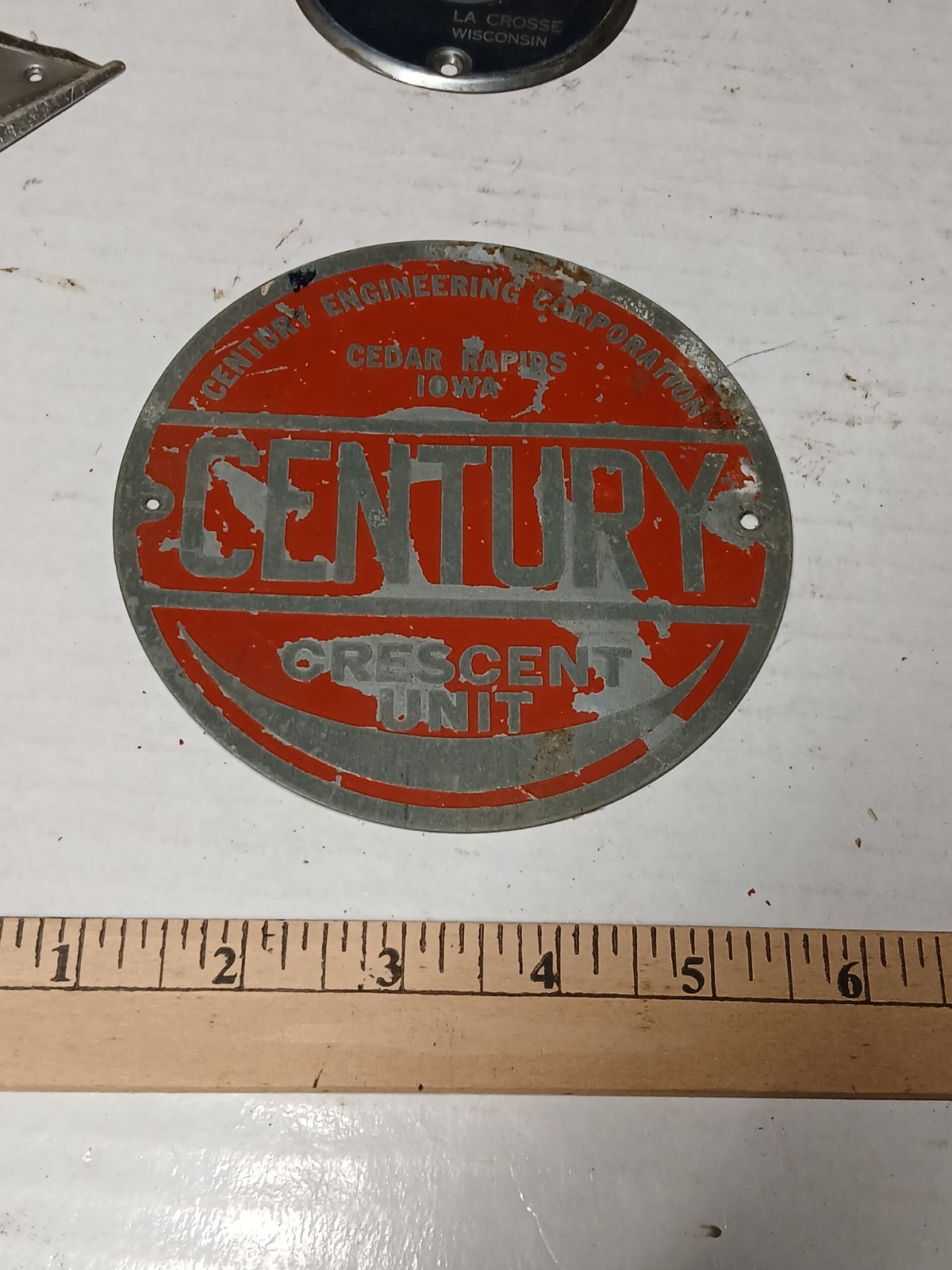 Lot of NINE Vintage Appliance Badges – Tags – Name Plates – Emblems SEE PICTURES