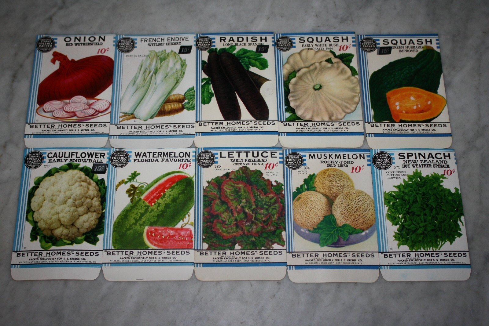 10 Vintage 1934 “Better Homes” Fruit Vegetable Seed Packets Crosman Seed Co. NOS