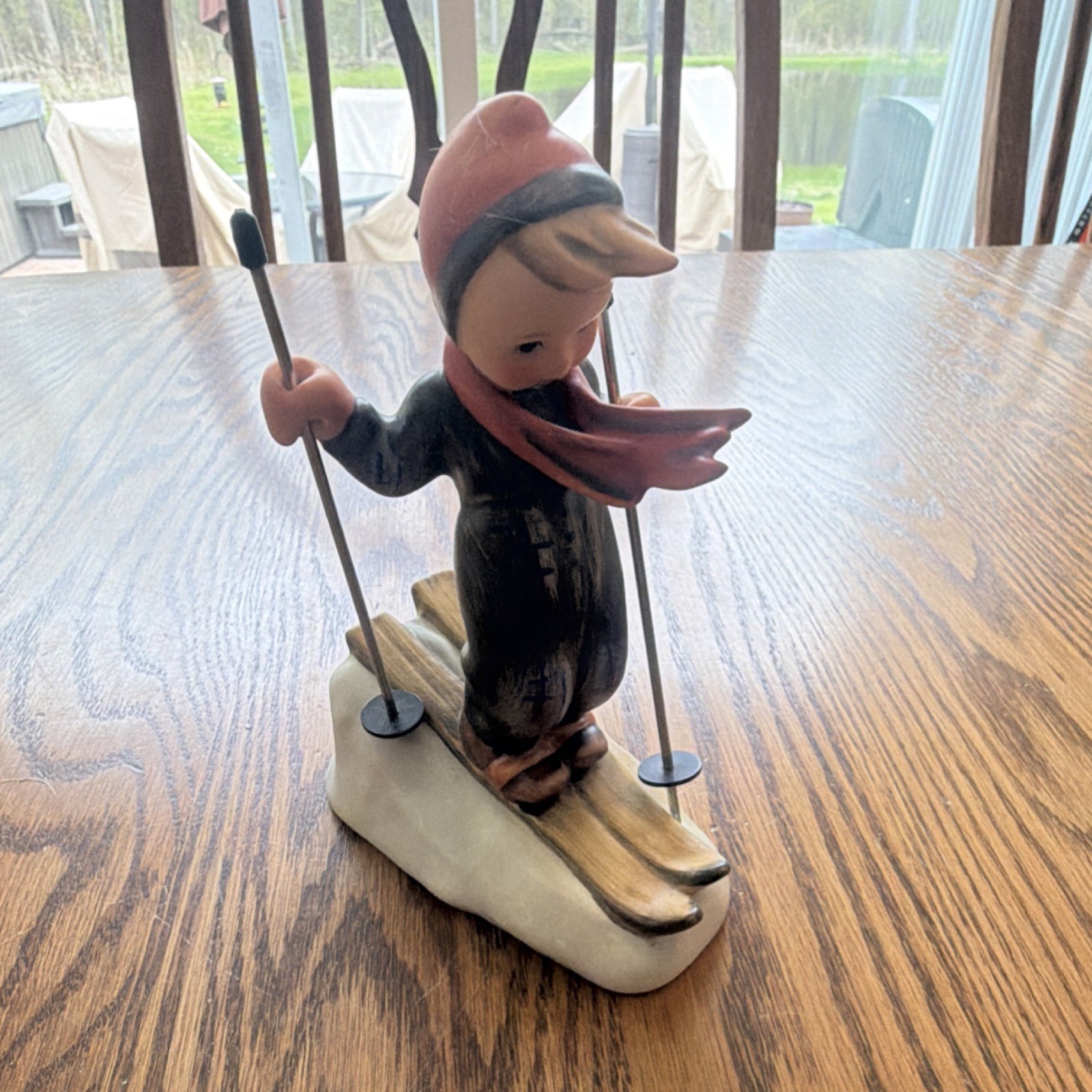 Goebel M.J. Hummel Skiing Figurine Porcelain Matte Hand Painted 1980