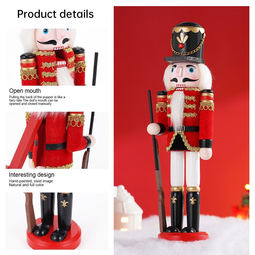 12” Christmas Nutcracker Soldier Wooden Vintage Decorative Gift Red Decor USA