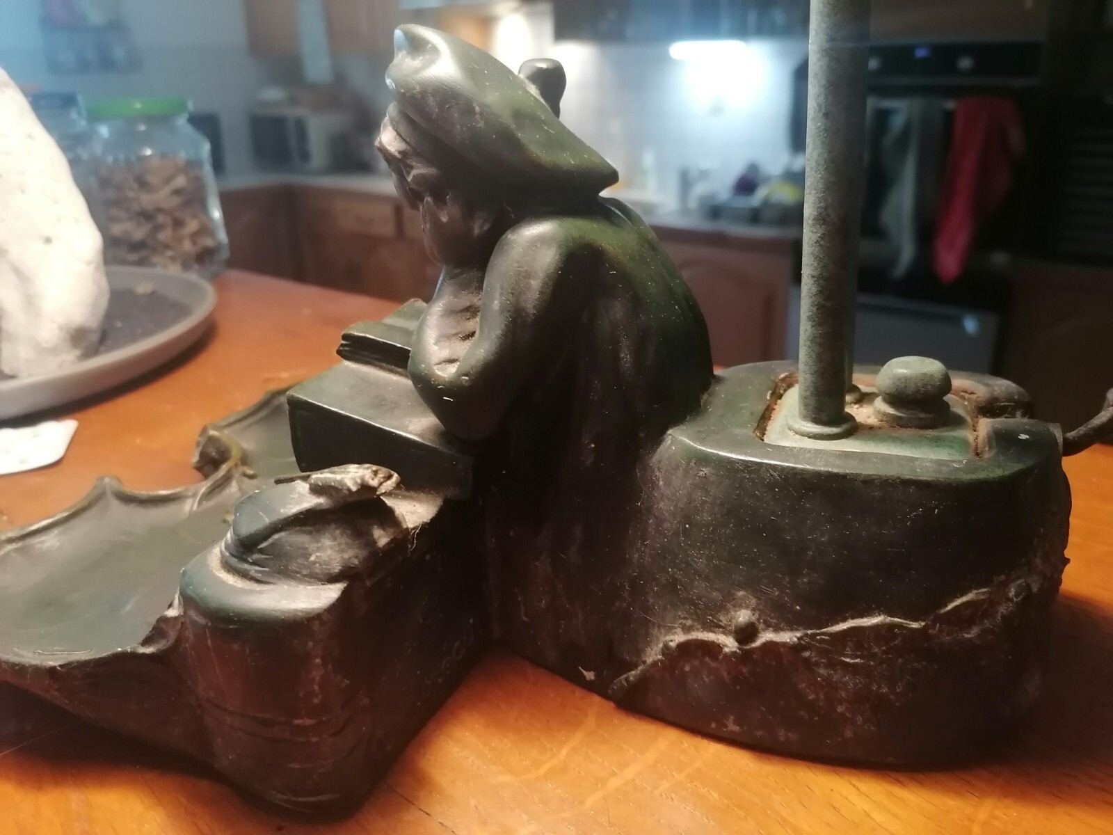 Exceptional Antique French Bankers Lamp 20th Century 2,7kg Schoolboy Rare