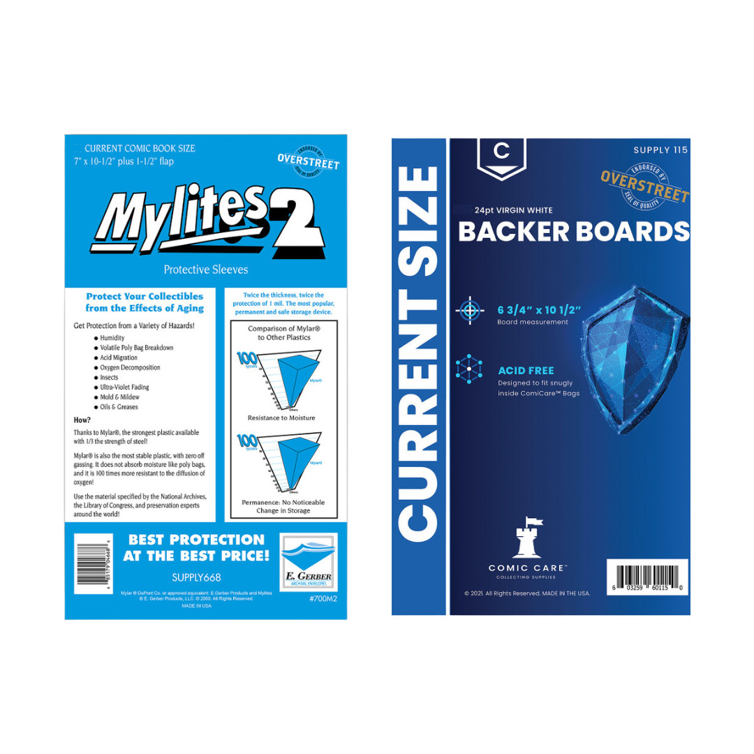 100 Mylite 2 Mil Mylar Comic Book Bags (Modern/Current) and Boards Acid Free CC