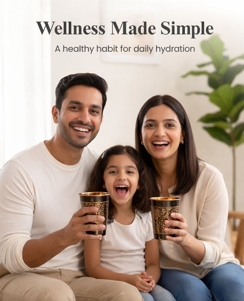 Pure Copper Handmade Water Drinking Glass Tumbler For Health Benefits Set Of 3