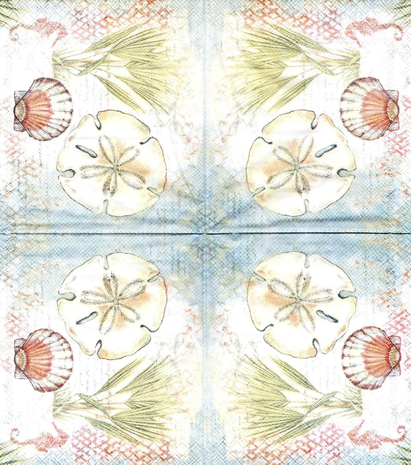 SAND DOLLAR Two Individual Beverage size 3-ply Paper Decoupage Napkins