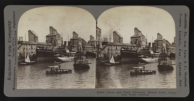 Docks and grain elevators, Buenos Aires, Argentina, South America Old Photo