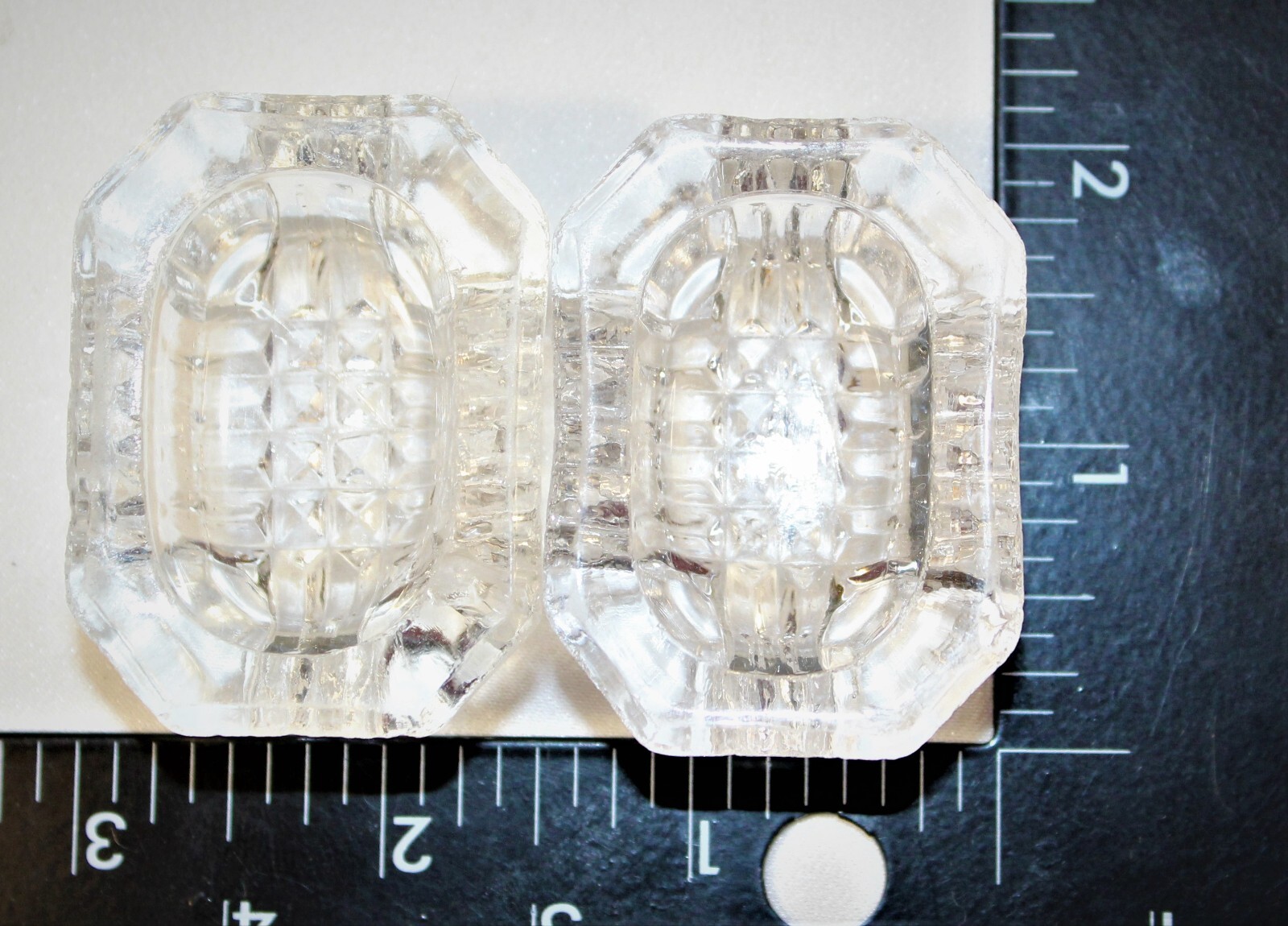 Vintage Footed Rectangular Pressed Glass Salt Cellars Set of Two (2) 1.5″ x 2″