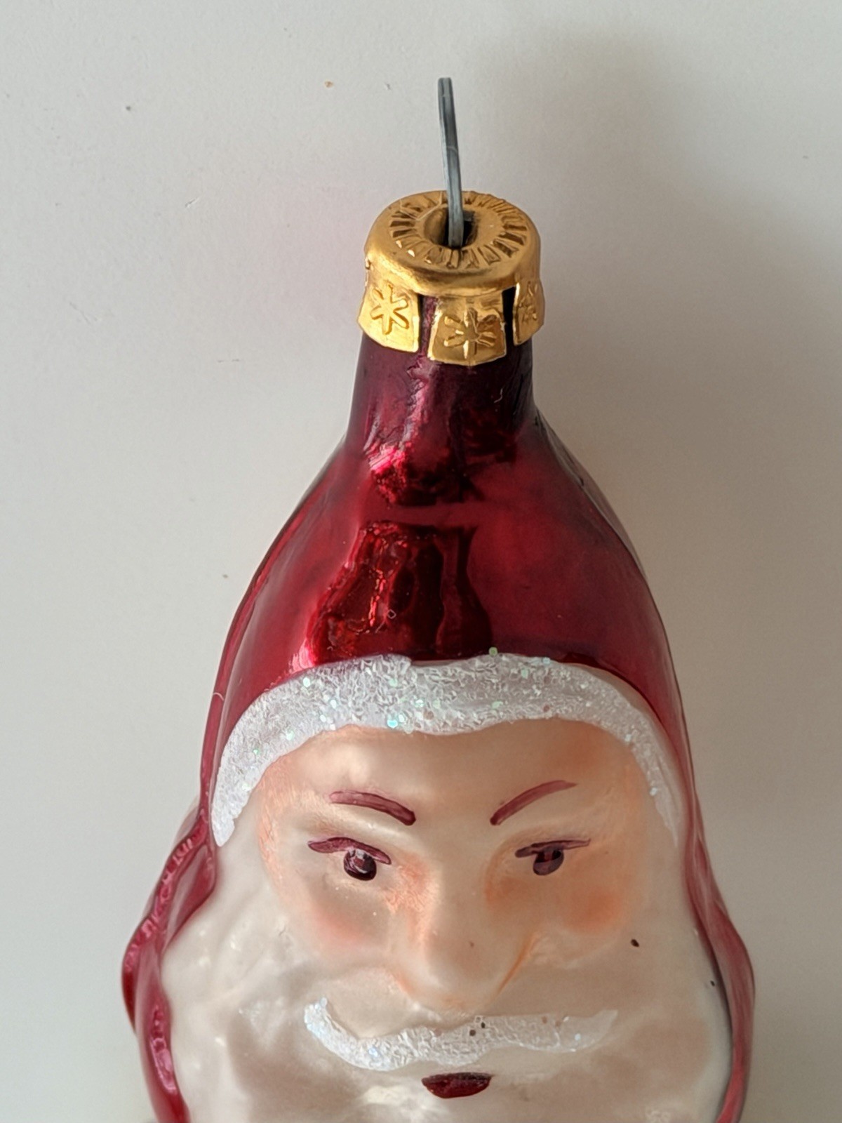 Early Christopher Radko Two-Sided Santa “Reflector” Christmas Ornament 92-102-0