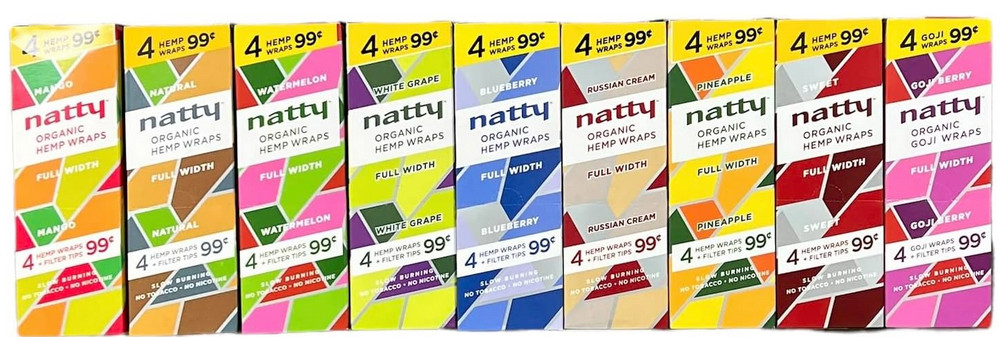 LOT OF 9 pks Natty Rolling Paper Pre-Wraps Combo Variety +RSV Scoop Card flavors