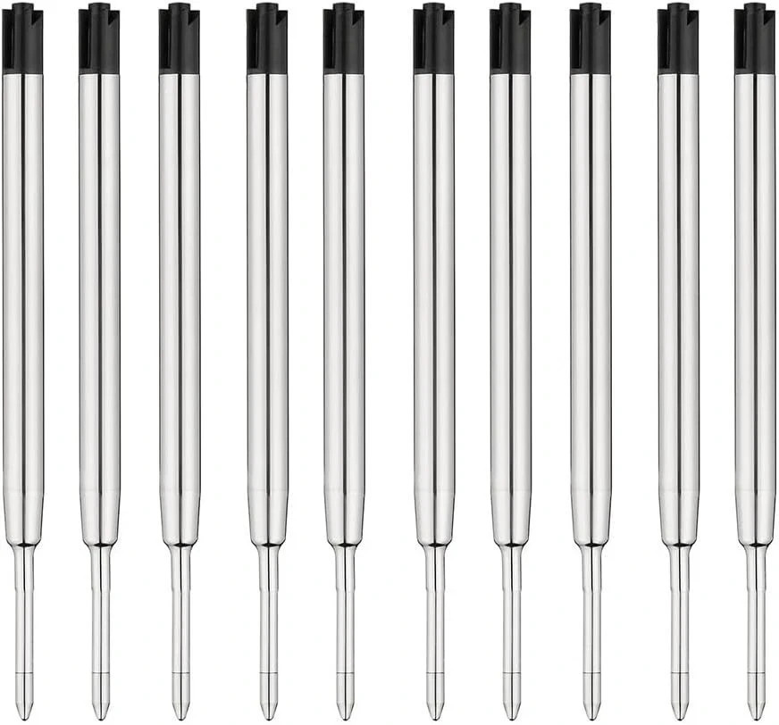 10Pc Ballpoint Pen Refills Black Ink 1mm Medium Tip Parker Style