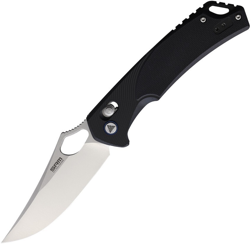 SRM Knives 9202 Ambi Lock 3.38″ D2 Black G10 Thumb Folding Knife 9202
