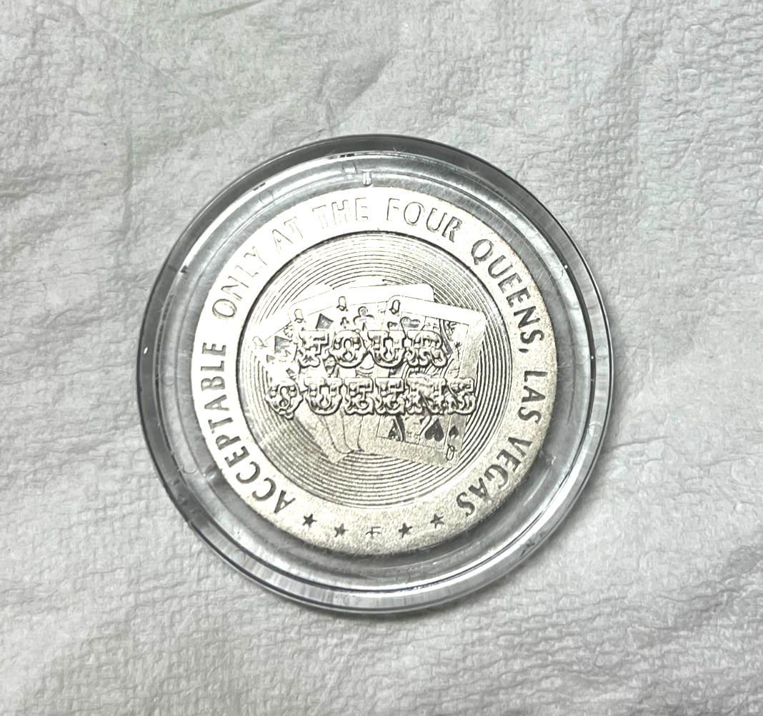 1967 Four Queens Sterling Silver $5 Gaming Token Uncirculated Condition