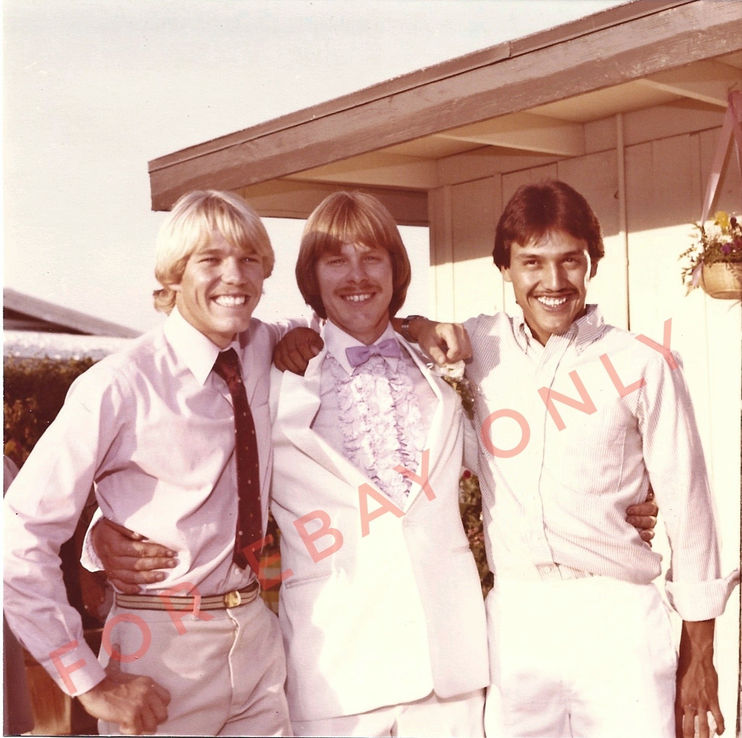 Vintage Old 1980s Wedding Photo Handsome Men Man a Blond a Redhead & Brunette