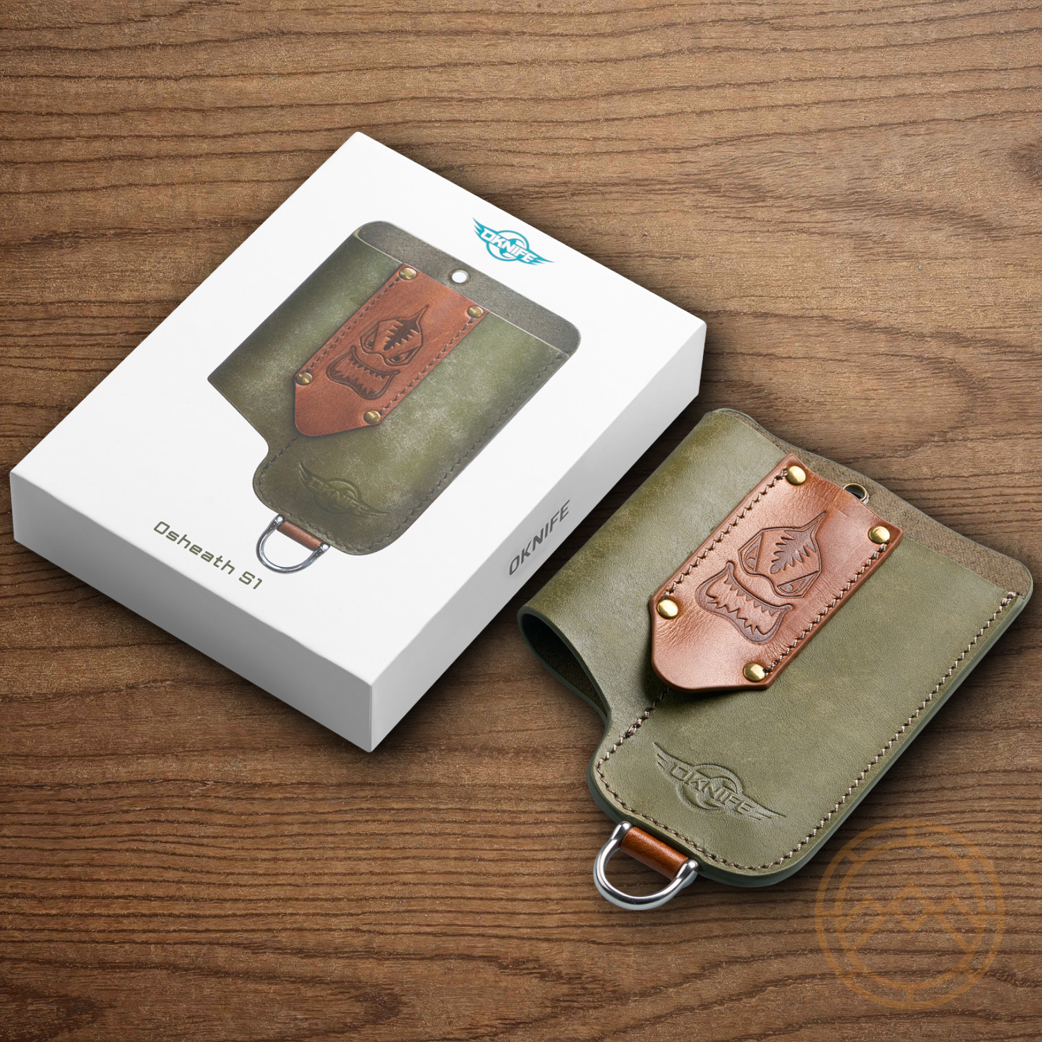 Oknife Osheath S1 Leather Sheath Green Brown To Carry Various Small EDC Tools